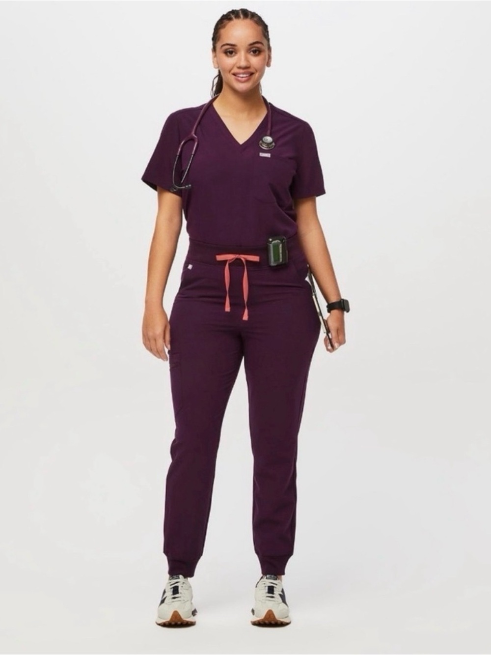FIGS Catarina & Zamora Scrub Set Deep Purple Medium Top, Small Joggers